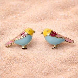 Petite Love Birds Enamel Stud Earrings